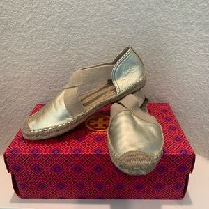 Tory Burch gold espadrille flats